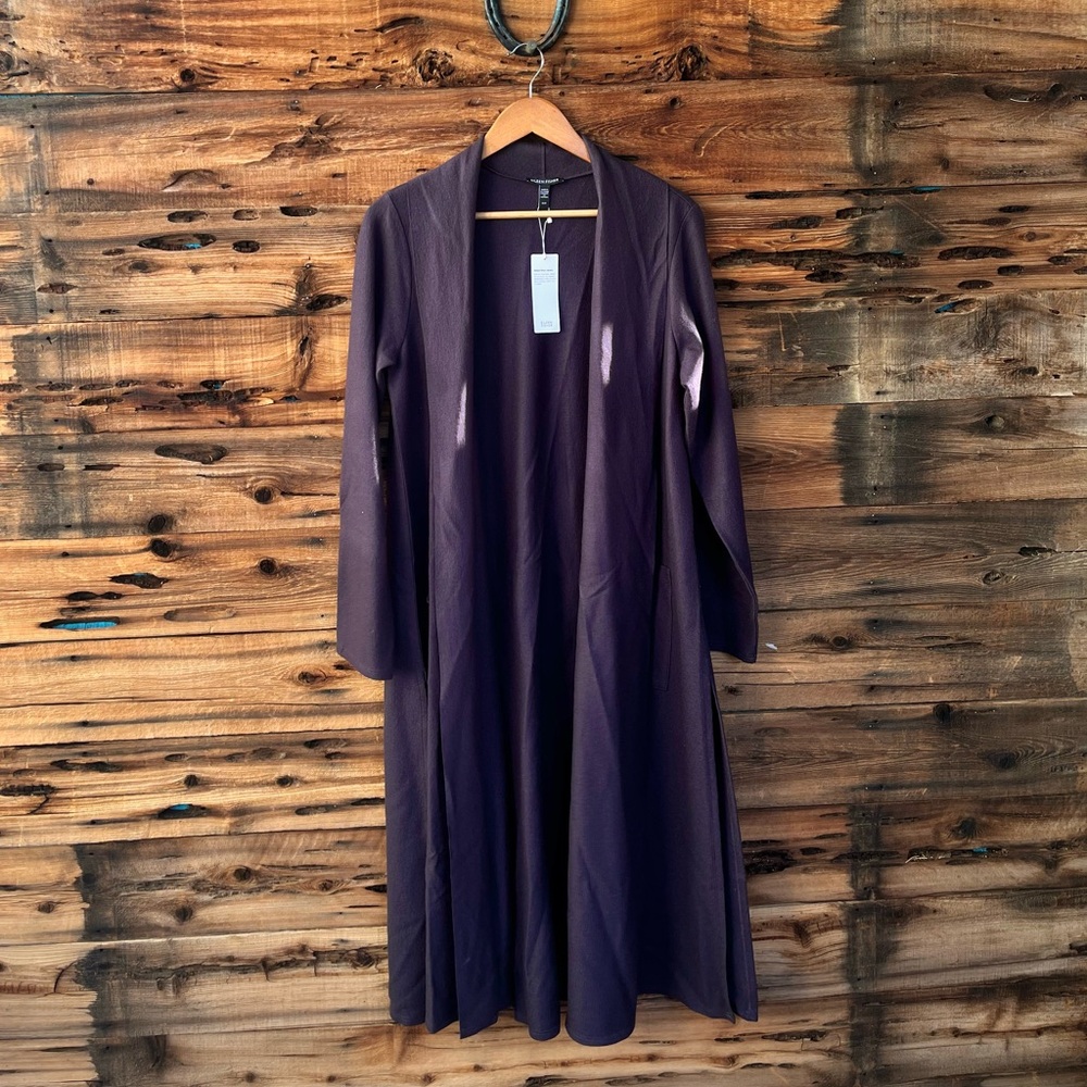 EILEEN FISHER | NWT Women's Dark Blue Wool Duster Cardigan M